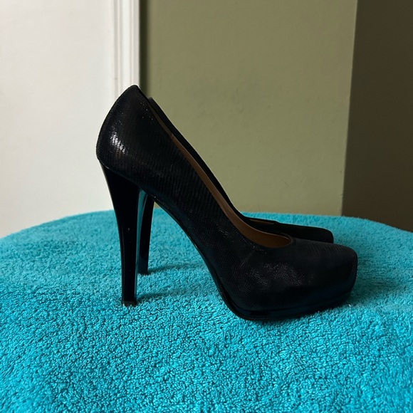 Sasha Fabiani Made in Italy Navy Blue Platform Heels - Picture 6 of 12